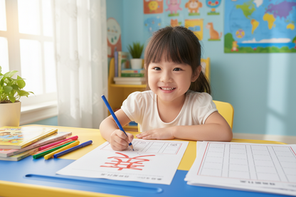 Young learner tracing Chinese character worksheet - clean version